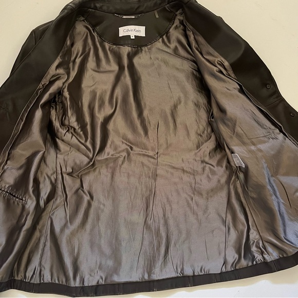 Calvin Klein Brown Genuine Leather Blazer Jacket size Medium - Picture 4 of 7